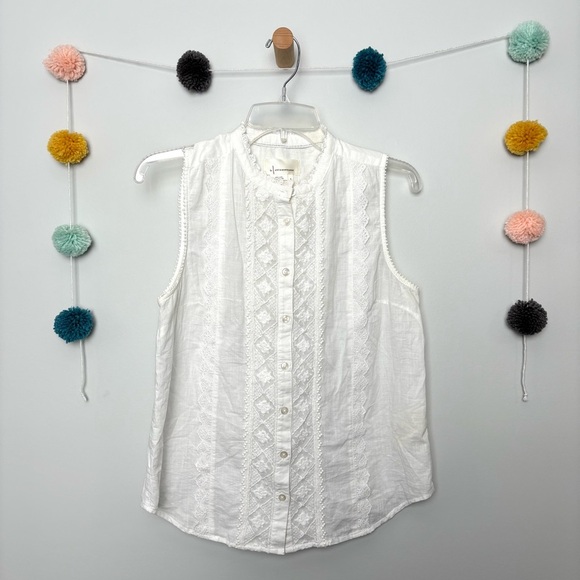 Anthropologie White Eyelet Embroidered Tank - Picture 1 of 8